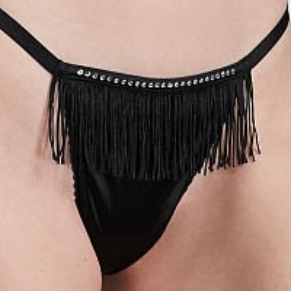 VS VERY SEXY Fringe V-String Panty Black NWT - Picture 4 of 14